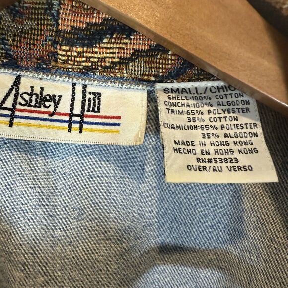 Vintage Denim Jacket Ashley Hill Tiger Leopard Animal Thigh Length L - Picture 8 of 11